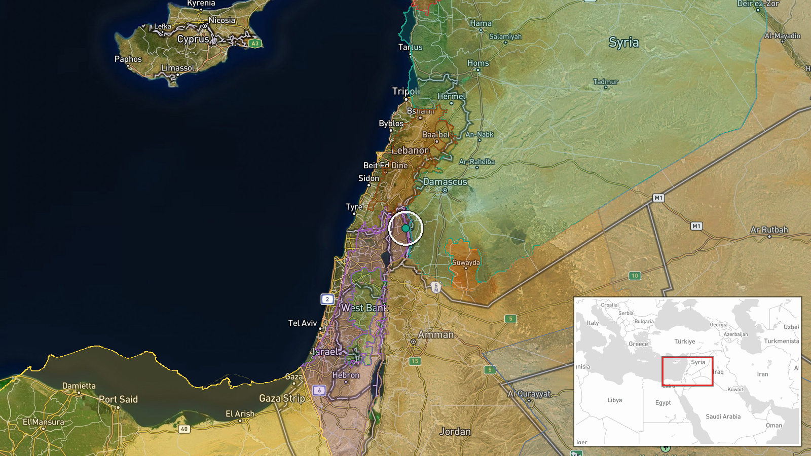 Qunaytra, Qunaytra Governorate, Syria — Humanitarian Aid location map
