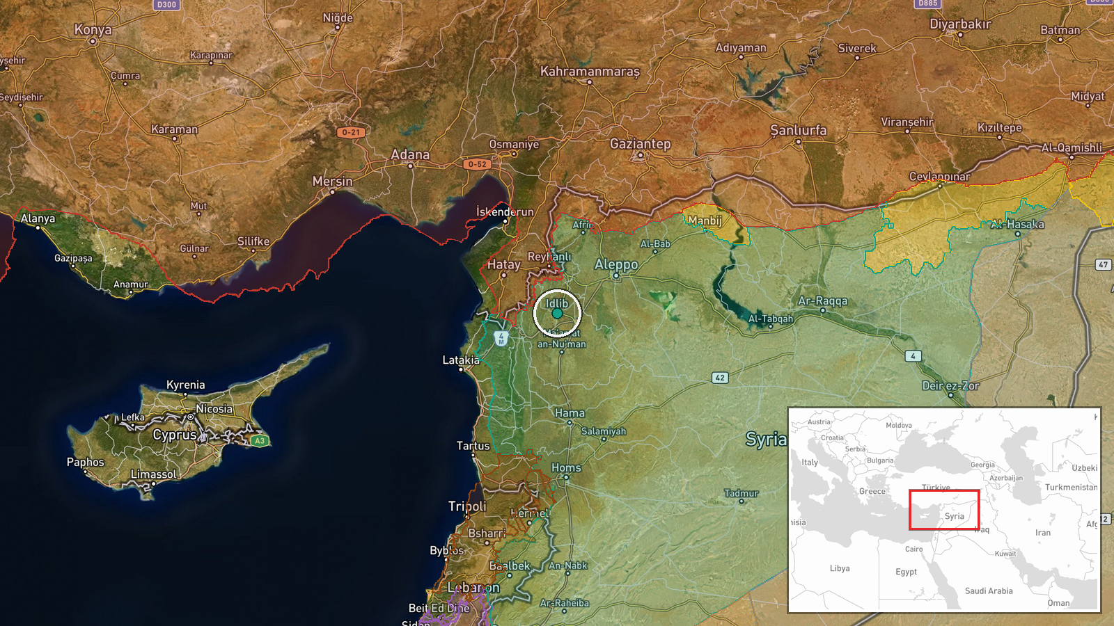 Idlib, Idlib Governorate, Syria — Security location map