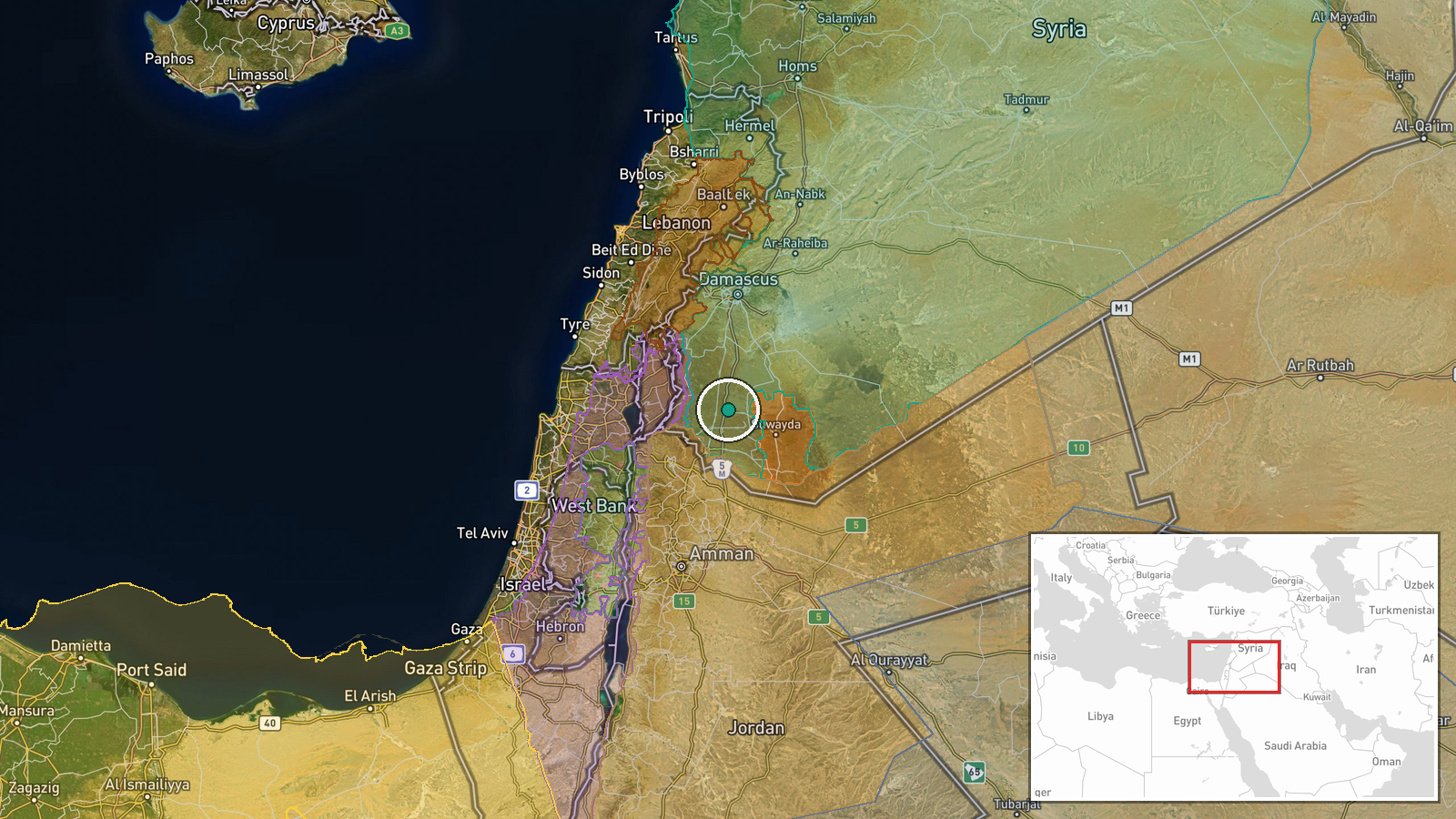 Izra, Daraa Governorate, Syria — Humanitarian Aid location map