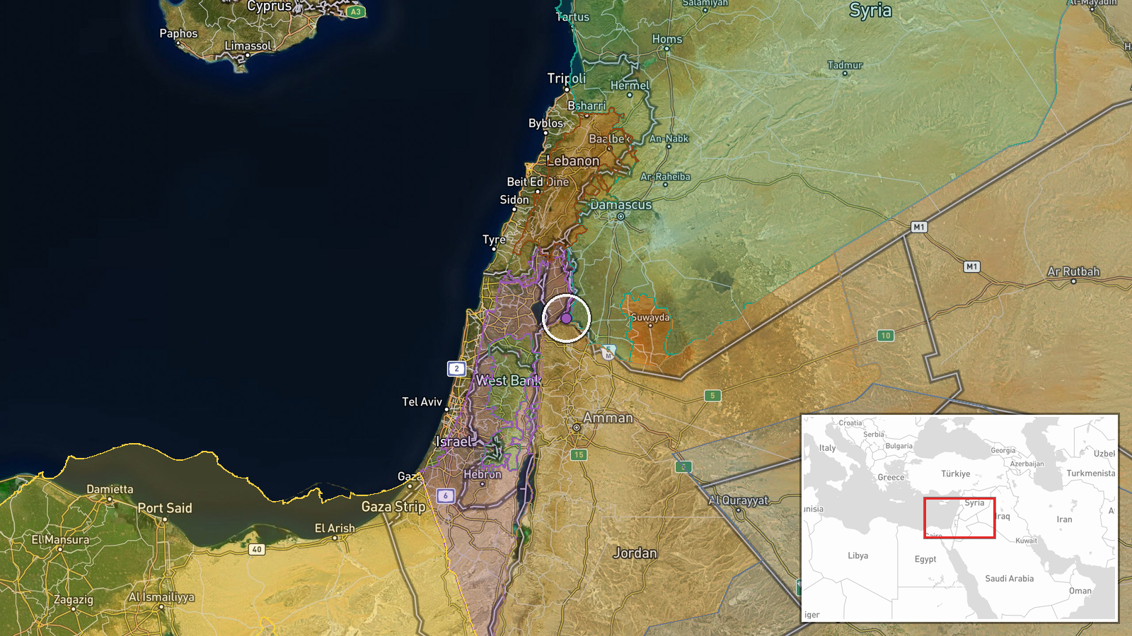 Tell al-Hadib, Daraa Governorate, Syria — Deployment location map