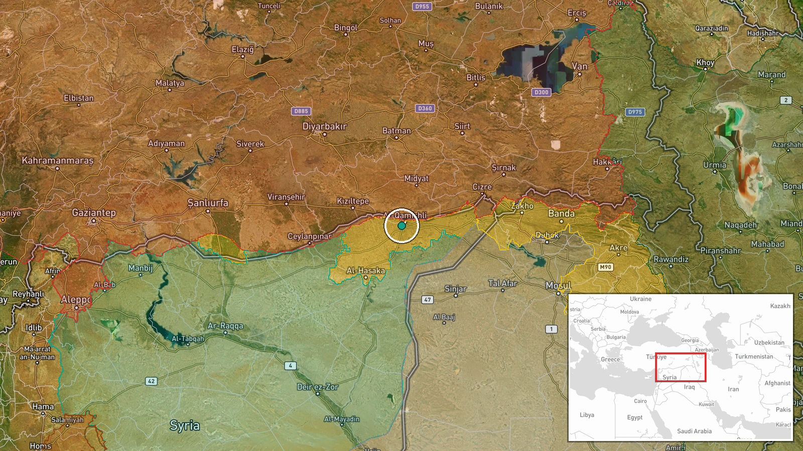 Qamishli International Airport, Hasakah Governorate, Syria — Humanitarian Aid location map