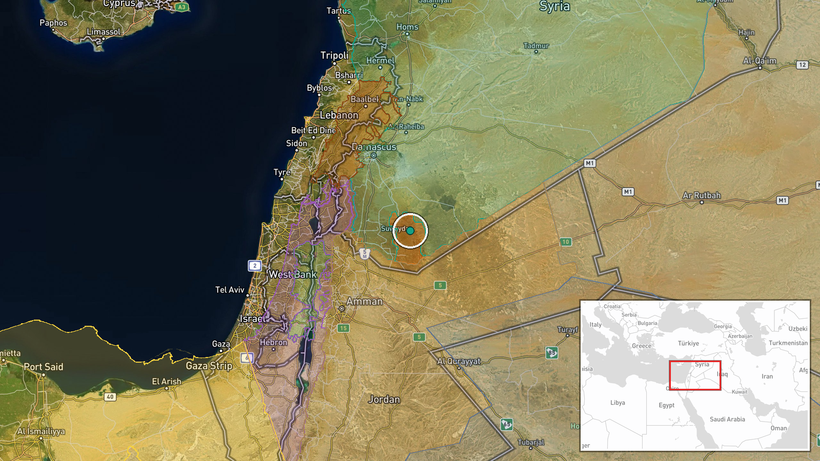 Rural As-Suwayda, As-Suwayda Governorate, Syria — Security location map