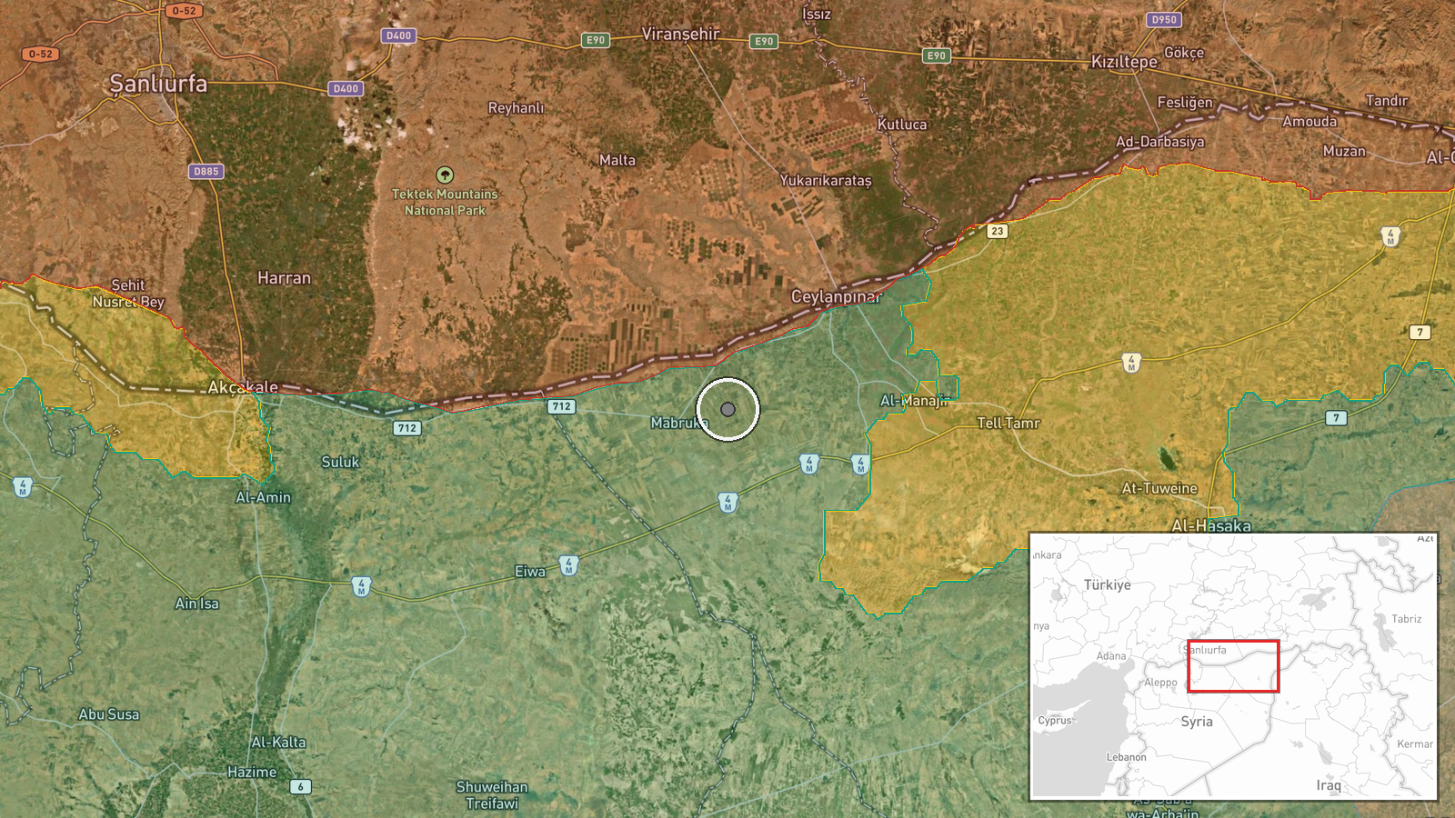Ras al-Ayn, Hasaka, Syria — Displacement location map