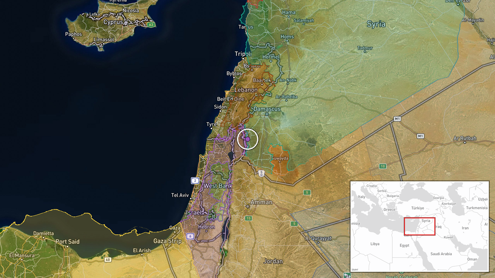 Golan Heights / Quneitra, Syria — Security location map