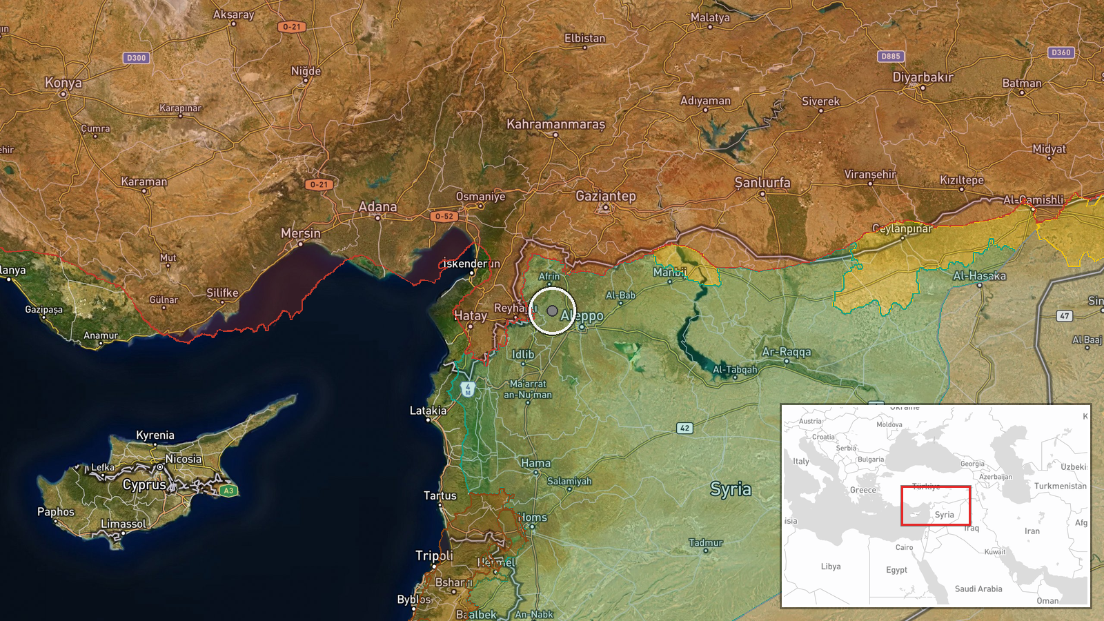 Al-Tamurah, Aleppo Governorate, Syria — Security location map