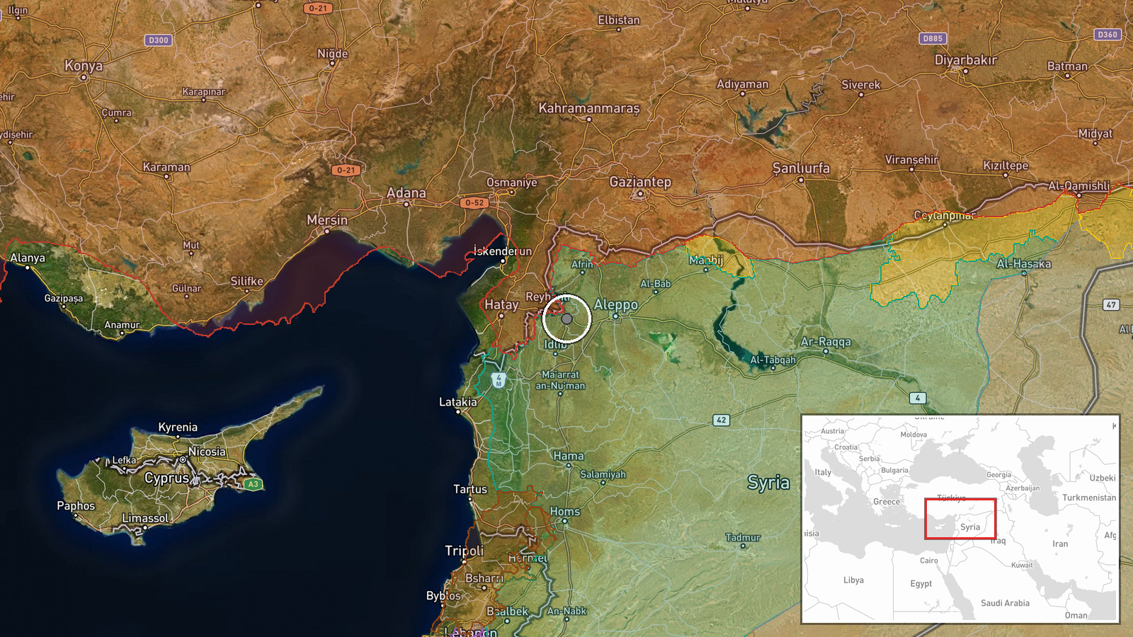 Sarmada, Idlib Governorate, Syria — Explosion location map