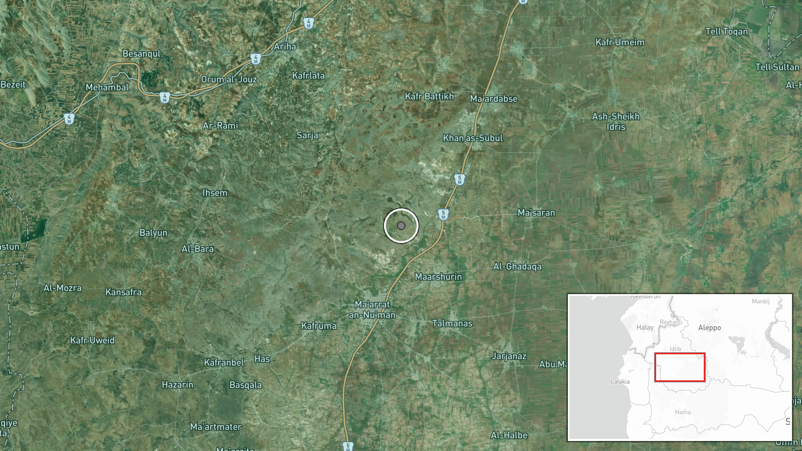 Idlib Governorate, Syria — Explosion location map