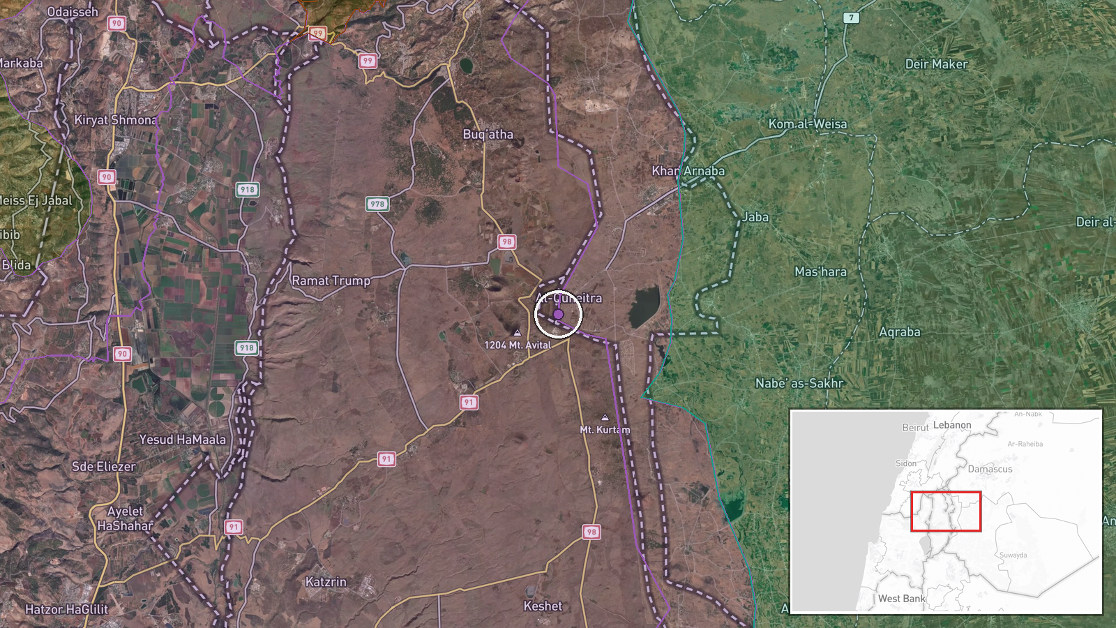 Quneitra, Syria — Combat location map