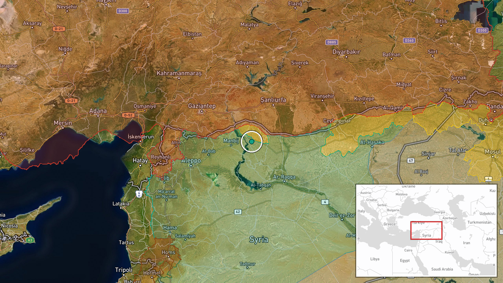 Ayn al-Arab (Kobani), Aleppo Governorate, Syria — Security location map