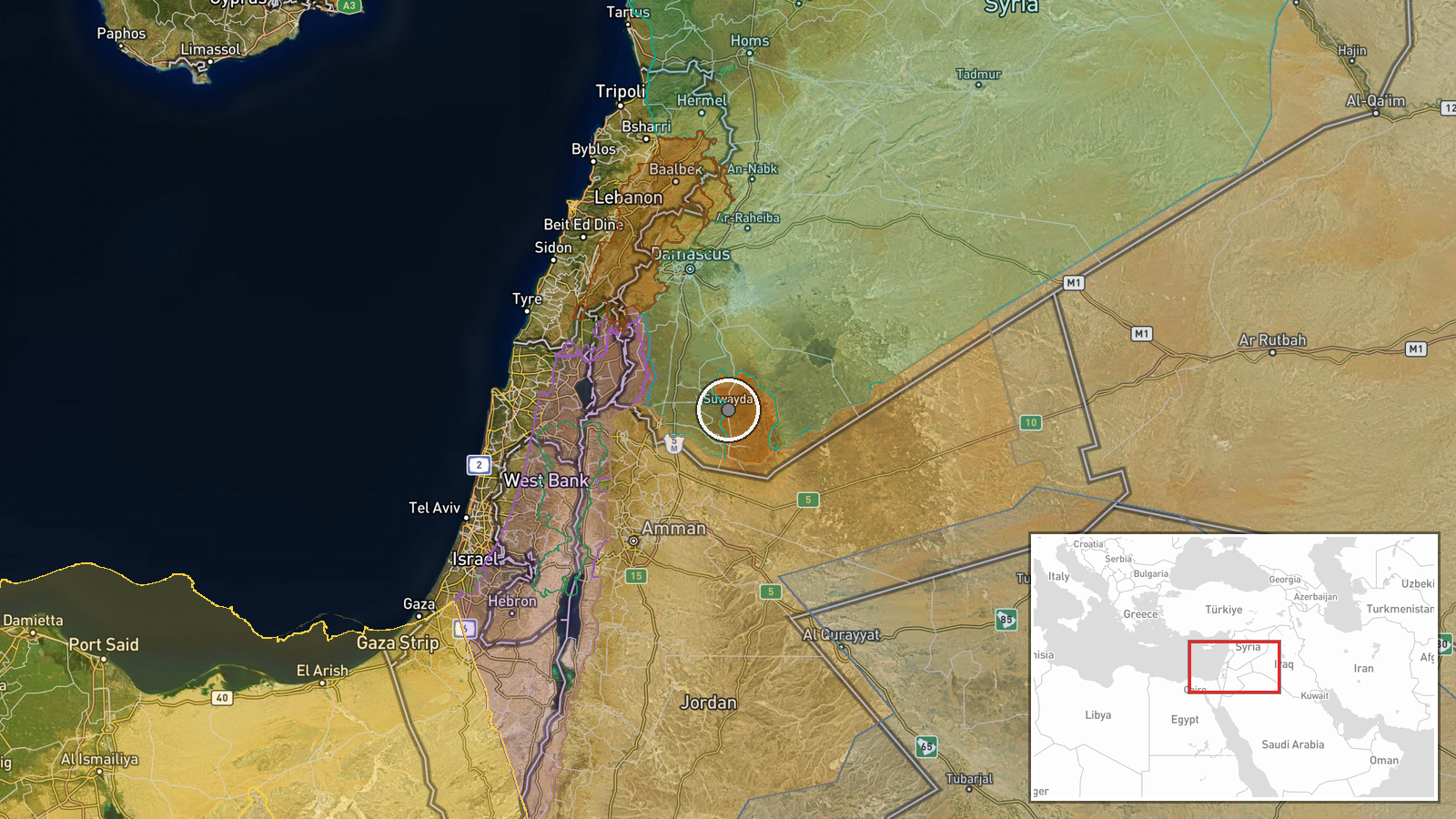 As-Suwayda, As-Suwayda Governorate, Syria — Security location map