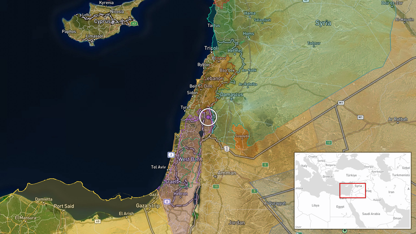 Ruwihina, Quneitra Countryside, Syria — Security location map