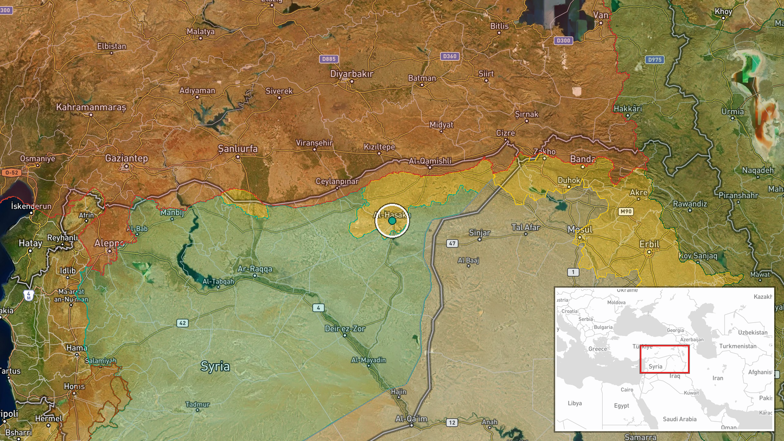 Al-Hasakah, Hasakah Governorate, Syria — Security location map