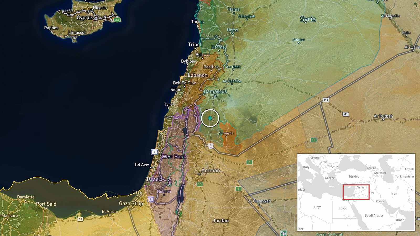 Al-Sanamayn, Daraa, Syria — Security location map