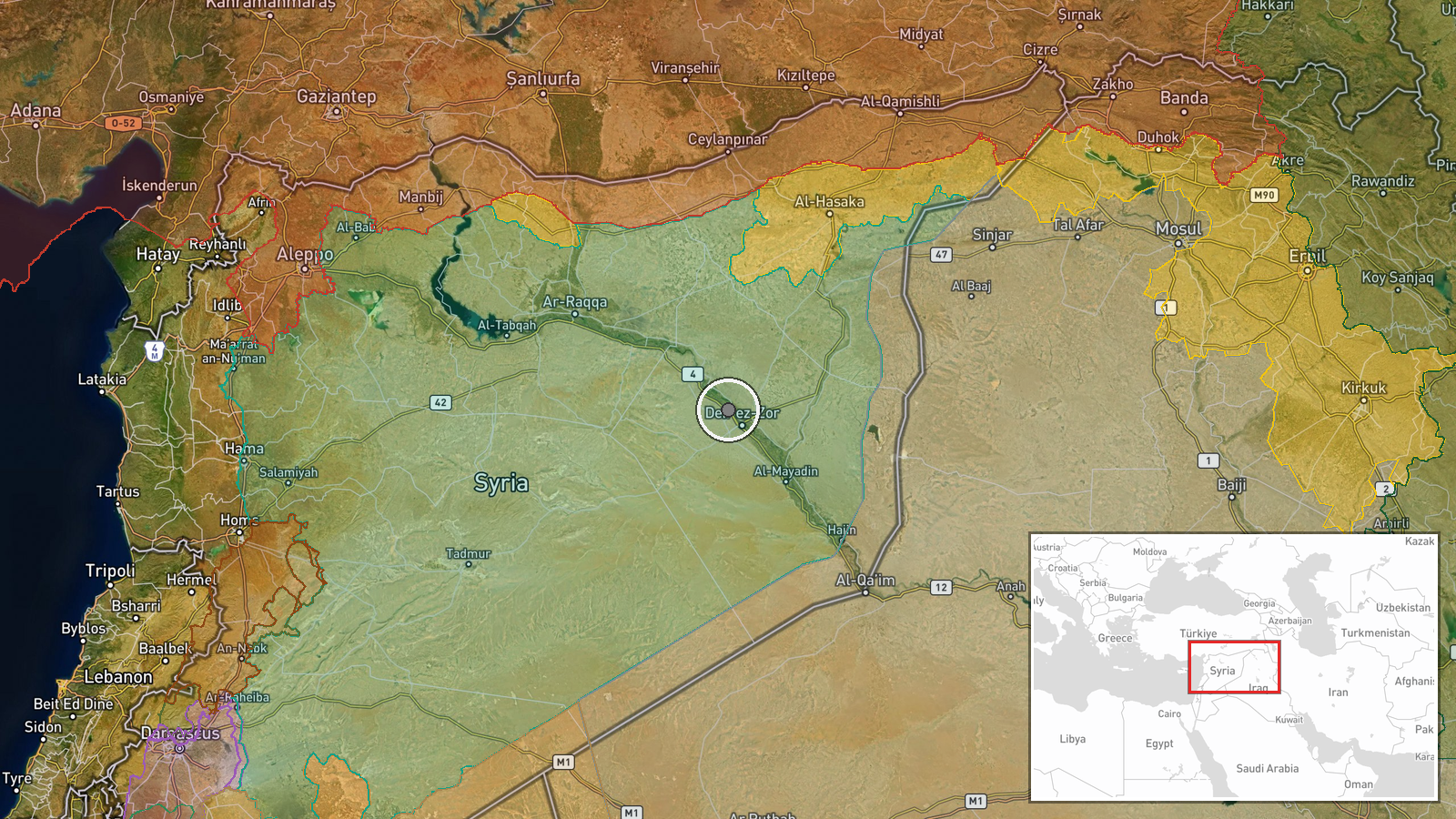 Ayash, Deir ez-Zor Governorate, Syria — Explosion location map