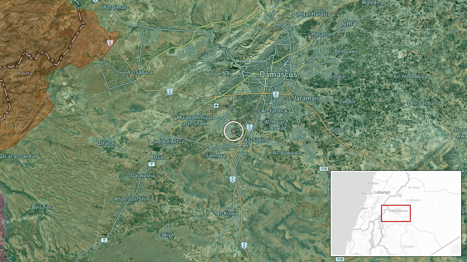 Nursing School, Daraya, Rif Dimashq, Syria — Explosion location map
