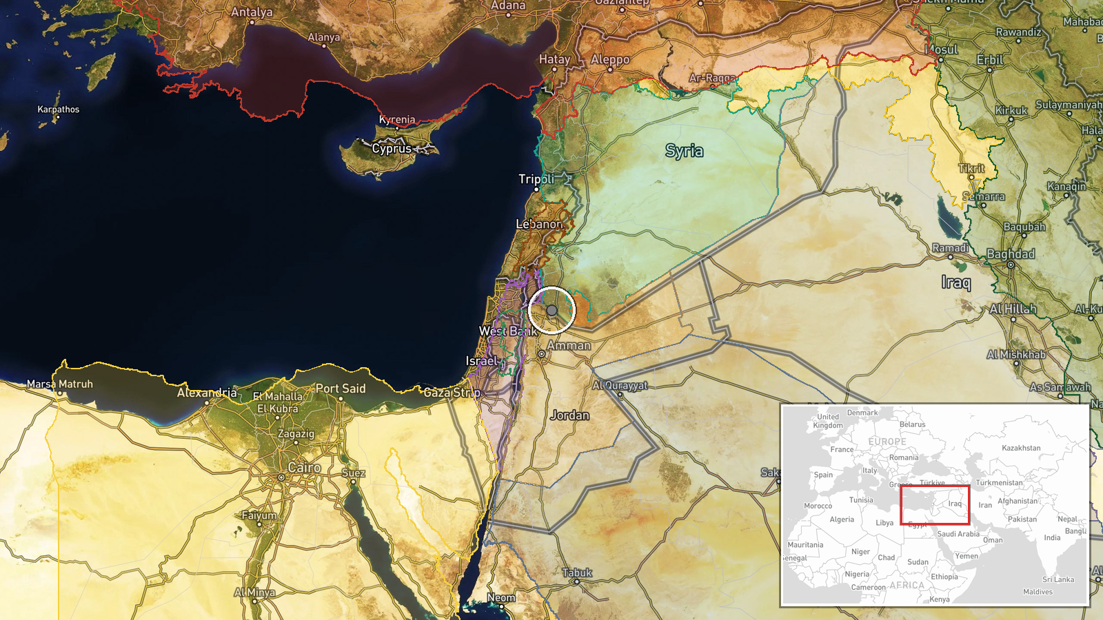 Daraa city, Daraa Governorate, Syria — Security location map