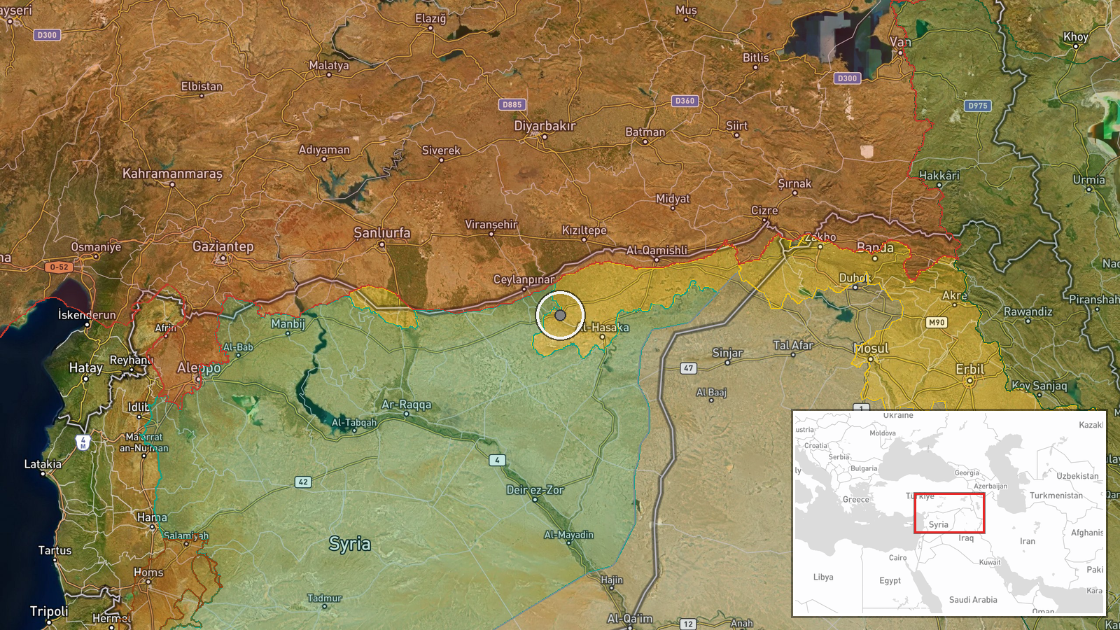 Tel Tamer–Qamishli Road, Al-Hasakah, Syria — Humanitarian Aid location map