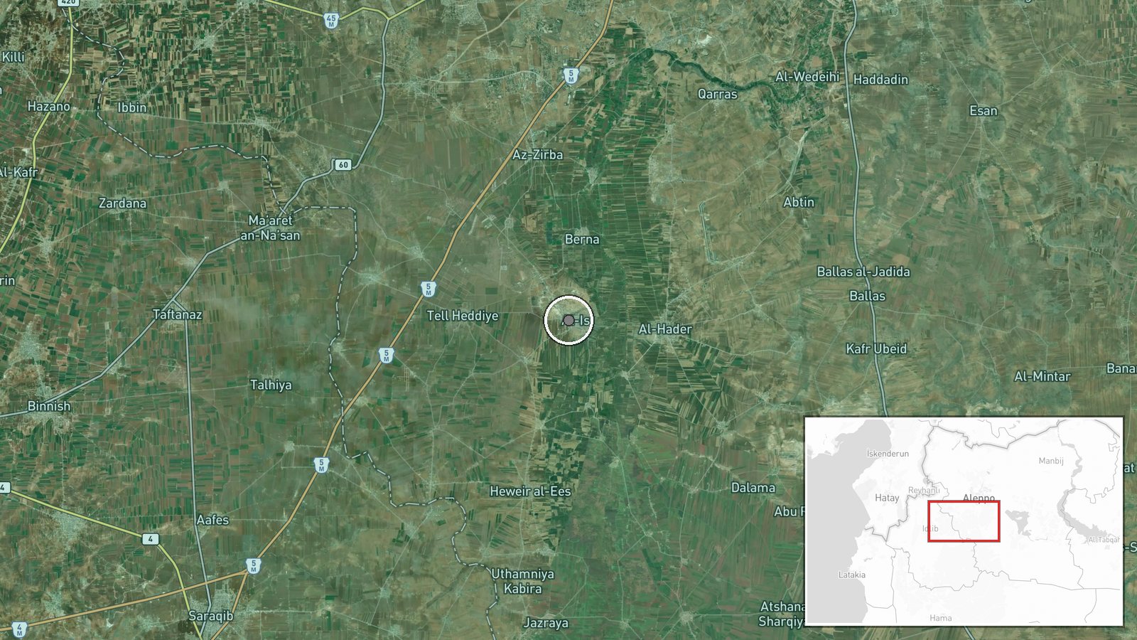 Al-Eis, Aleppo Countryside, Aleppo Governorate, Syria — Explosion location map