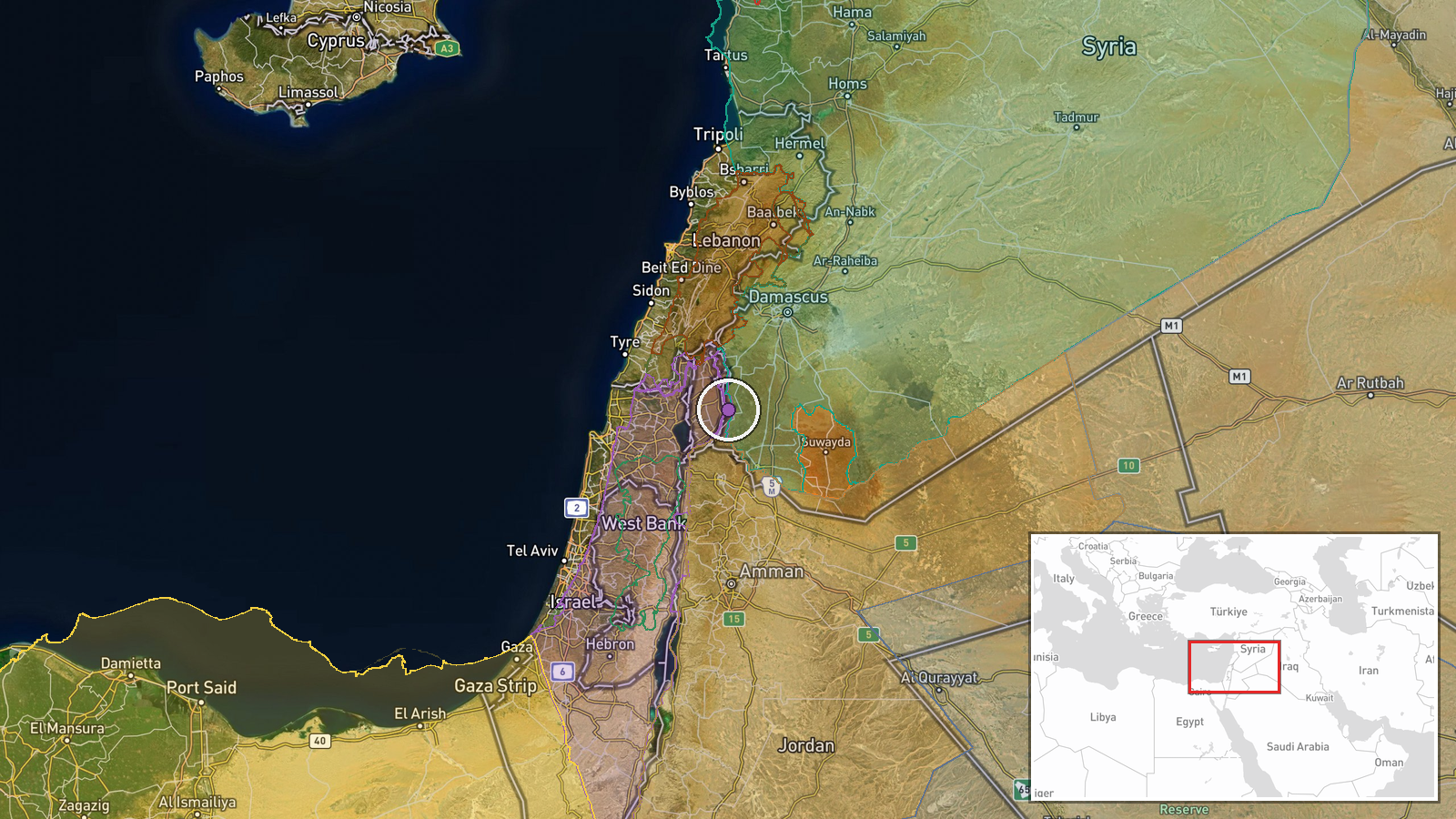 Al-Rafid, Quneitra Governorate, Syria — Combat location map