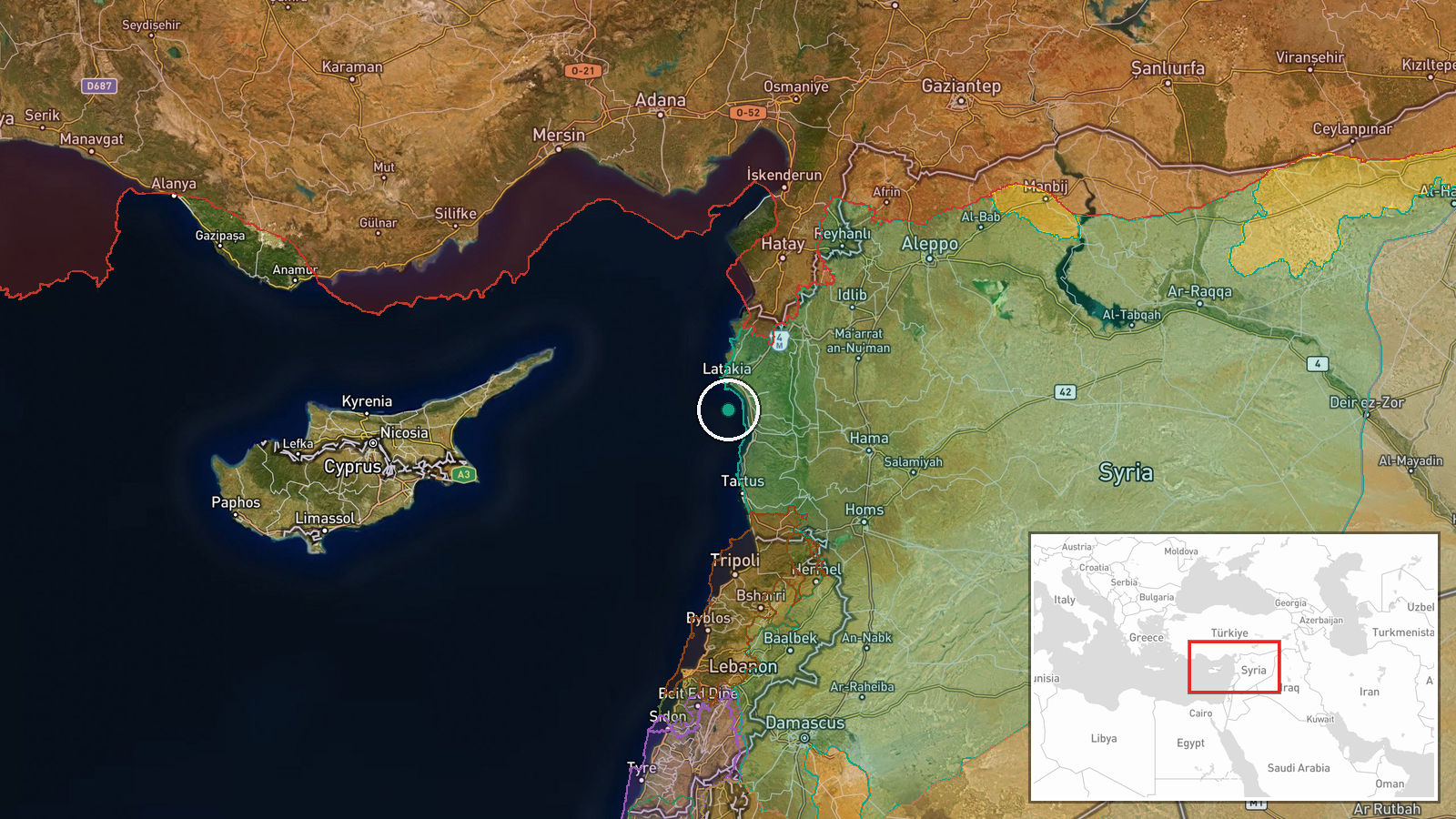 Al-Jandiriyah, Latakia Governorate, Syria — Security location map