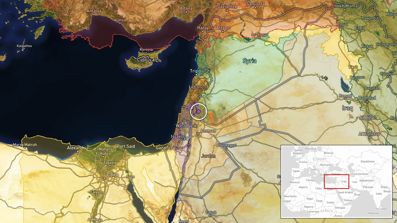 Sad Al-Raqad Bridge, Quneitra-Daraa Border, Syria — Security location map