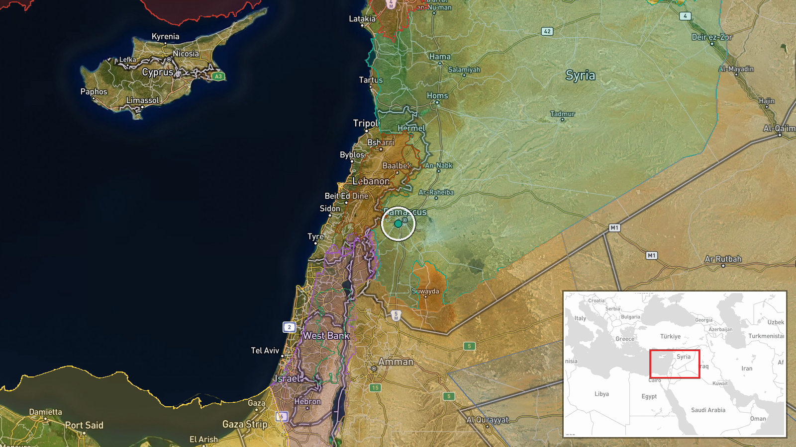 Mezzeh Airport, Rif Dimashq, Syria — Humanitarian Aid location map