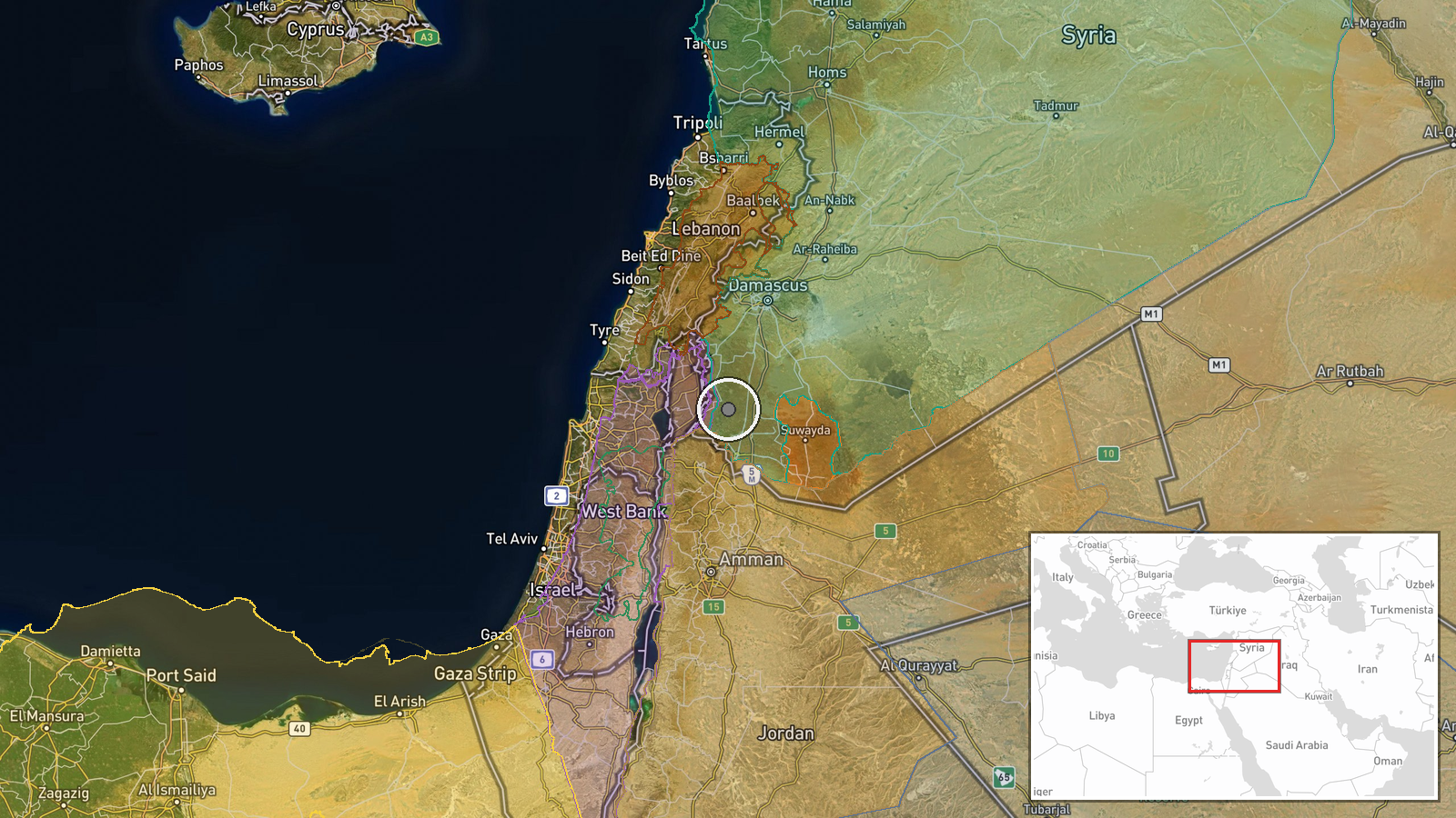 Nawa, Daraa Governorate, Syria — Explosion location map