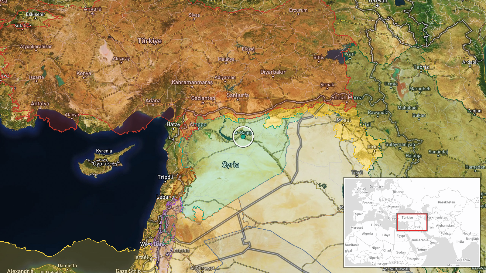 Raqqa, Syria — Security location map