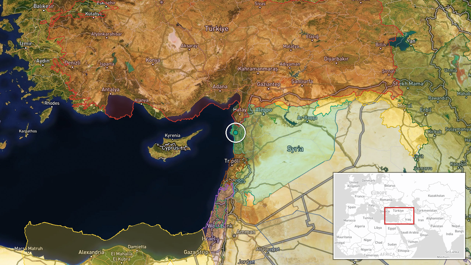 Latakia International Airport, Latakia Governorate, Syria — Humanitarian Aid location map