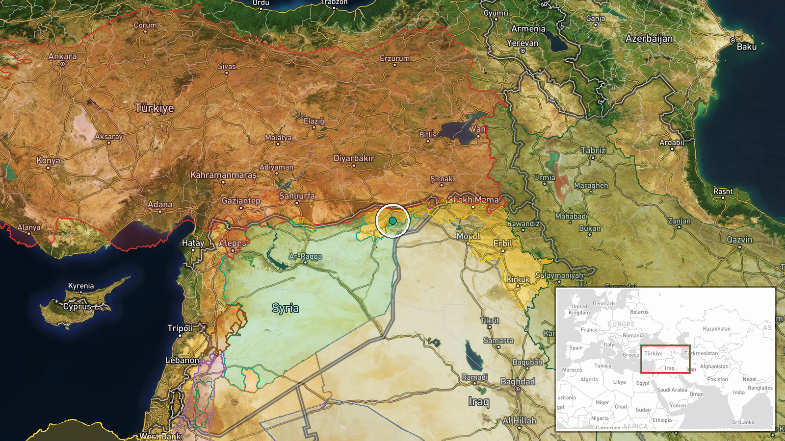 Qamishli Border Crossing, Hasaka, Syria — Humanitarian Aid location map