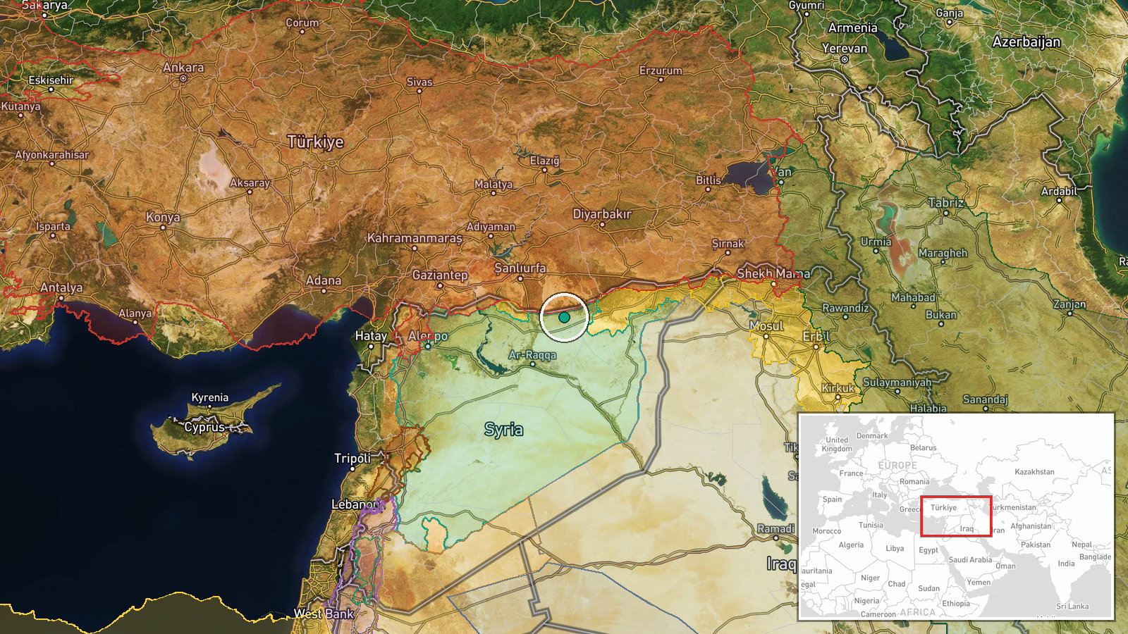 Serê Kaniyê (Ras al-Ayn), Hasaka, Syria — Displacement location map