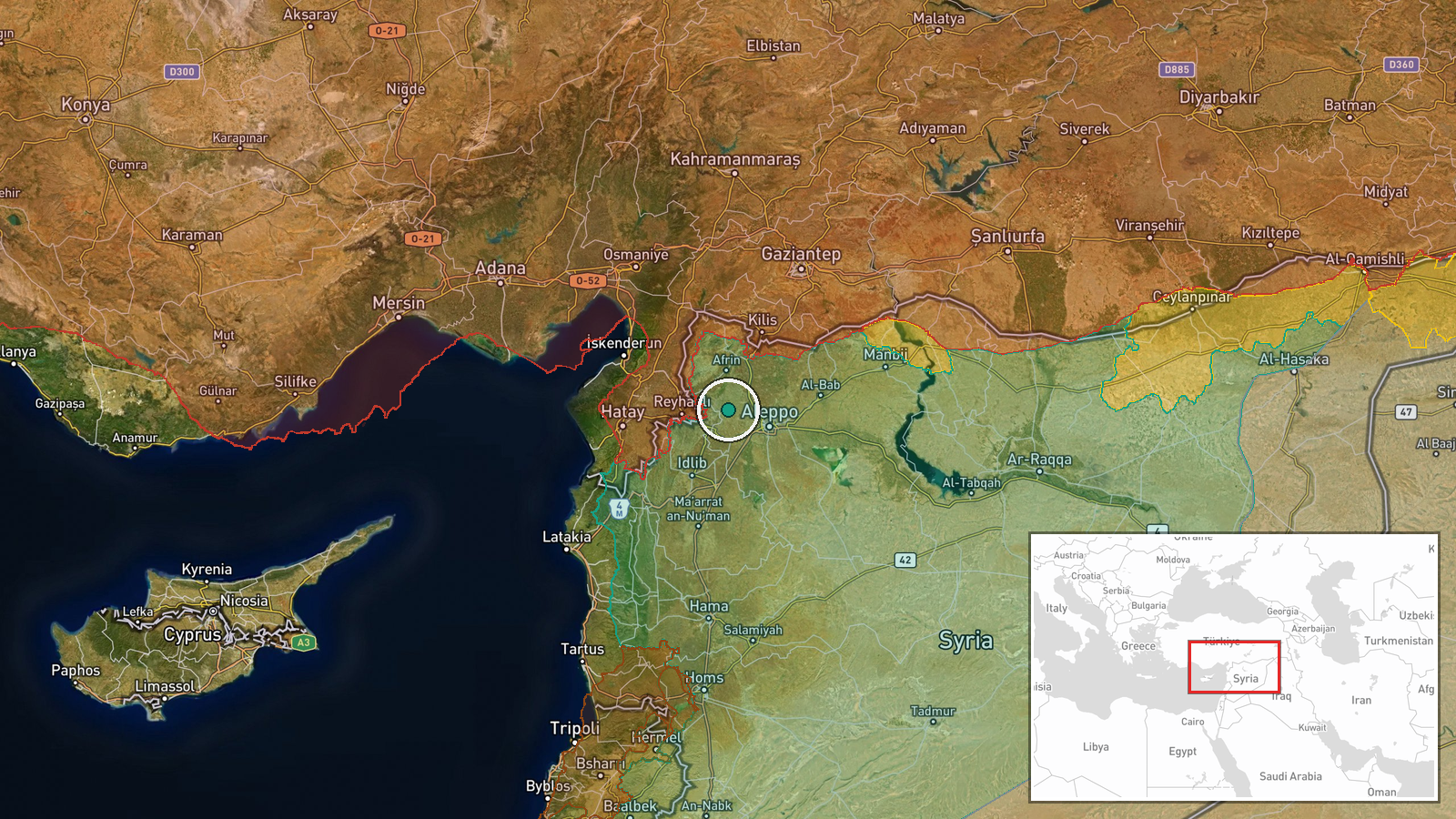 Al-Mashad District, Aleppo, Syria — Security location map