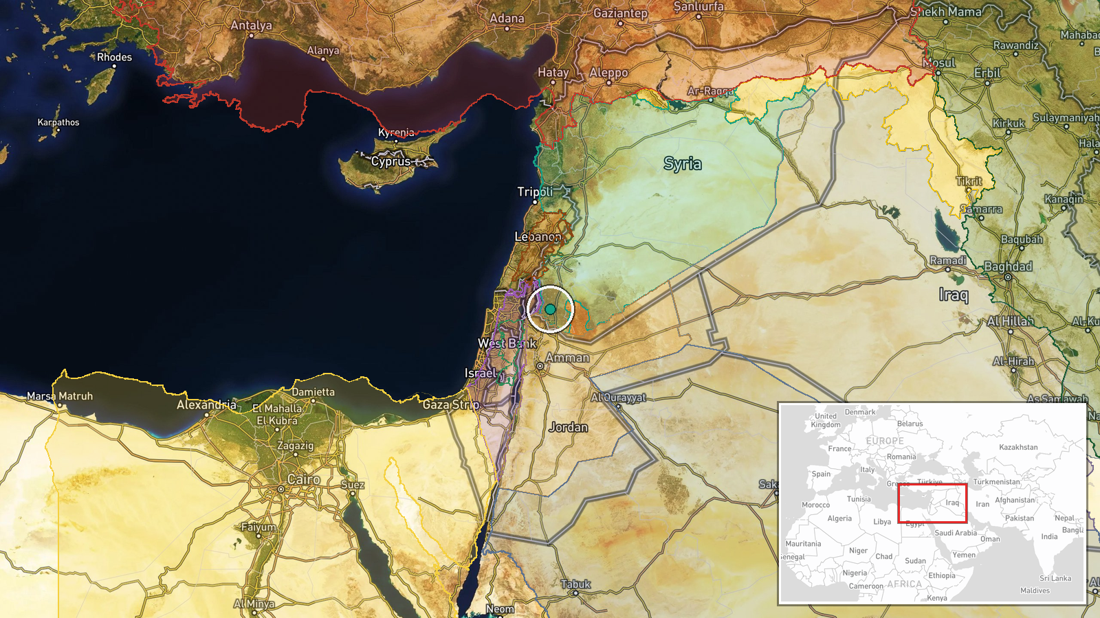 Yarmouk Basin, Daraa Countryside, Syria — Security location map
