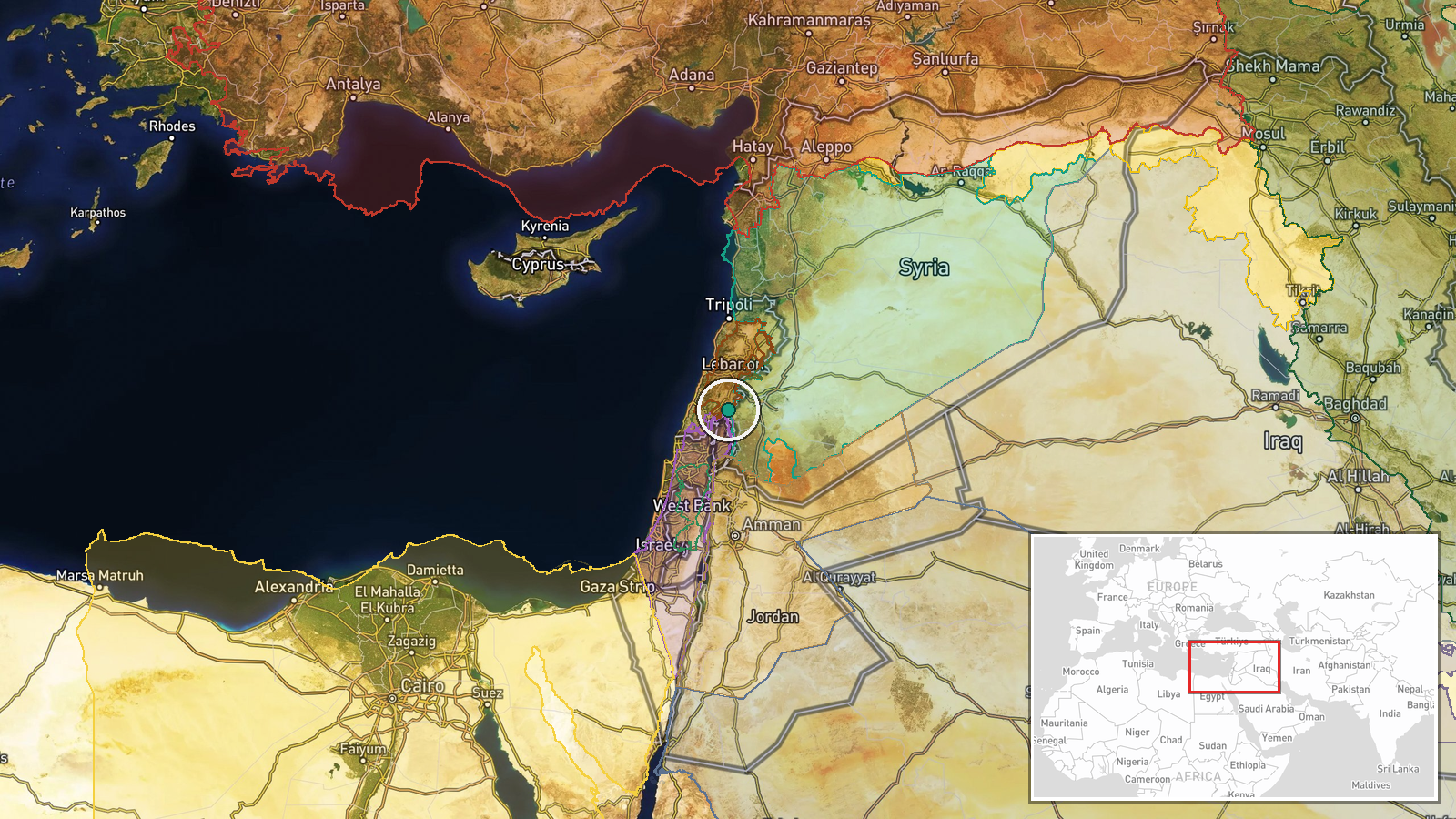 Damascus, Syria — Combat location map