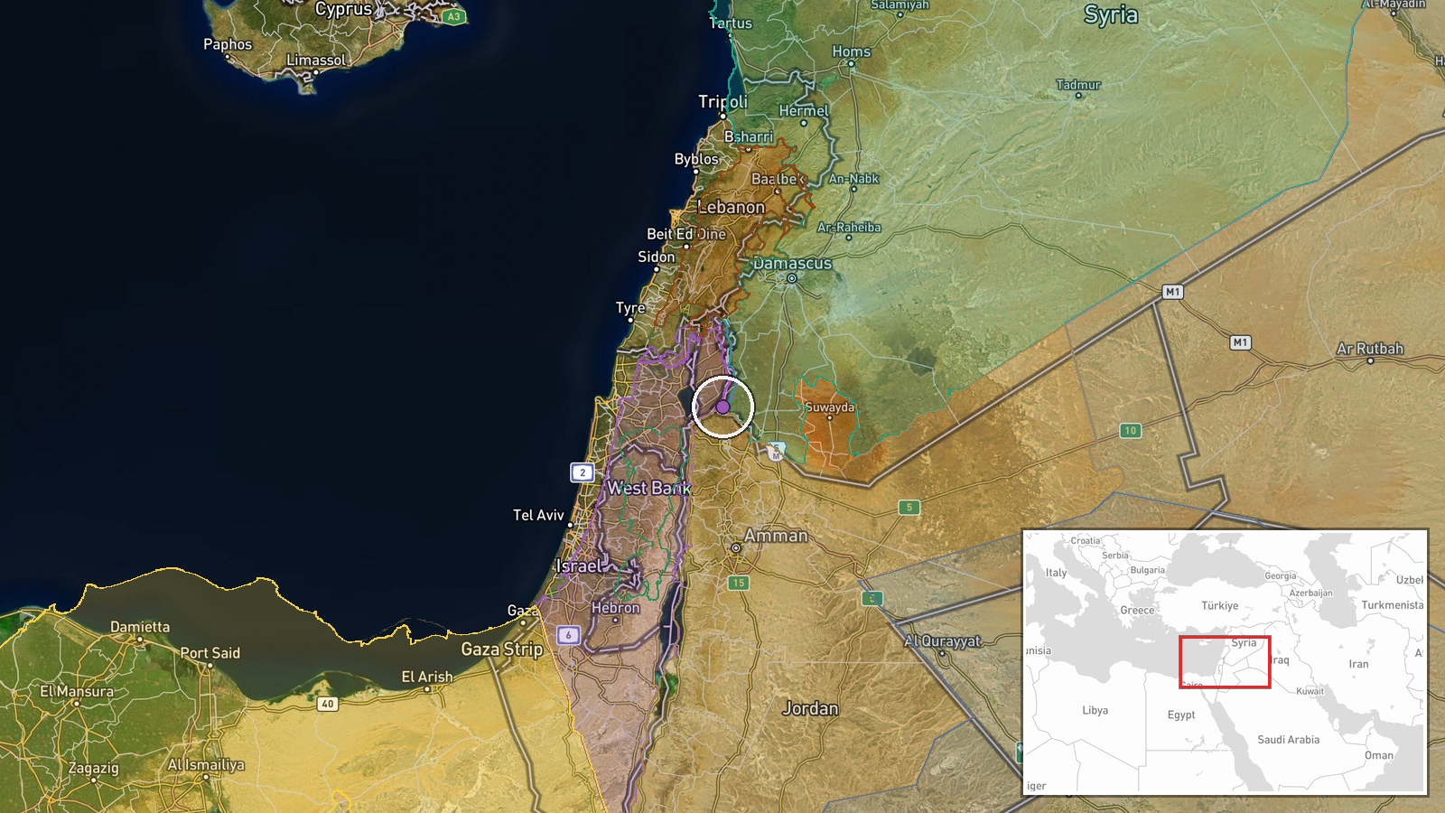 Wadi al-Raqaad, Daraa, Syria — Combat location map