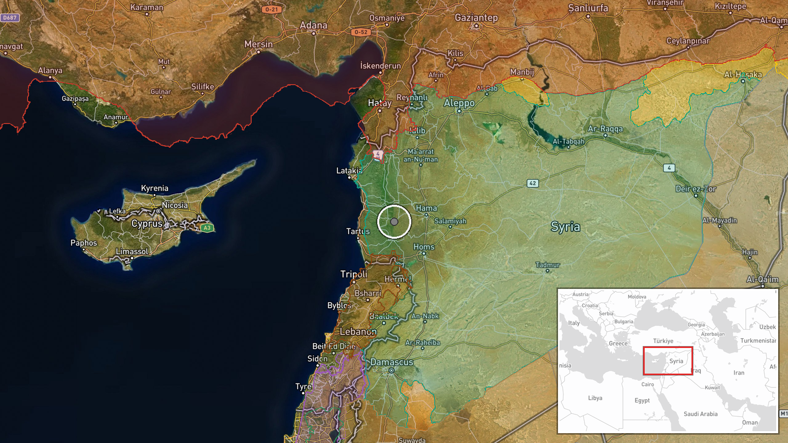 Masyaf, Hama, Syria — Artillery location map