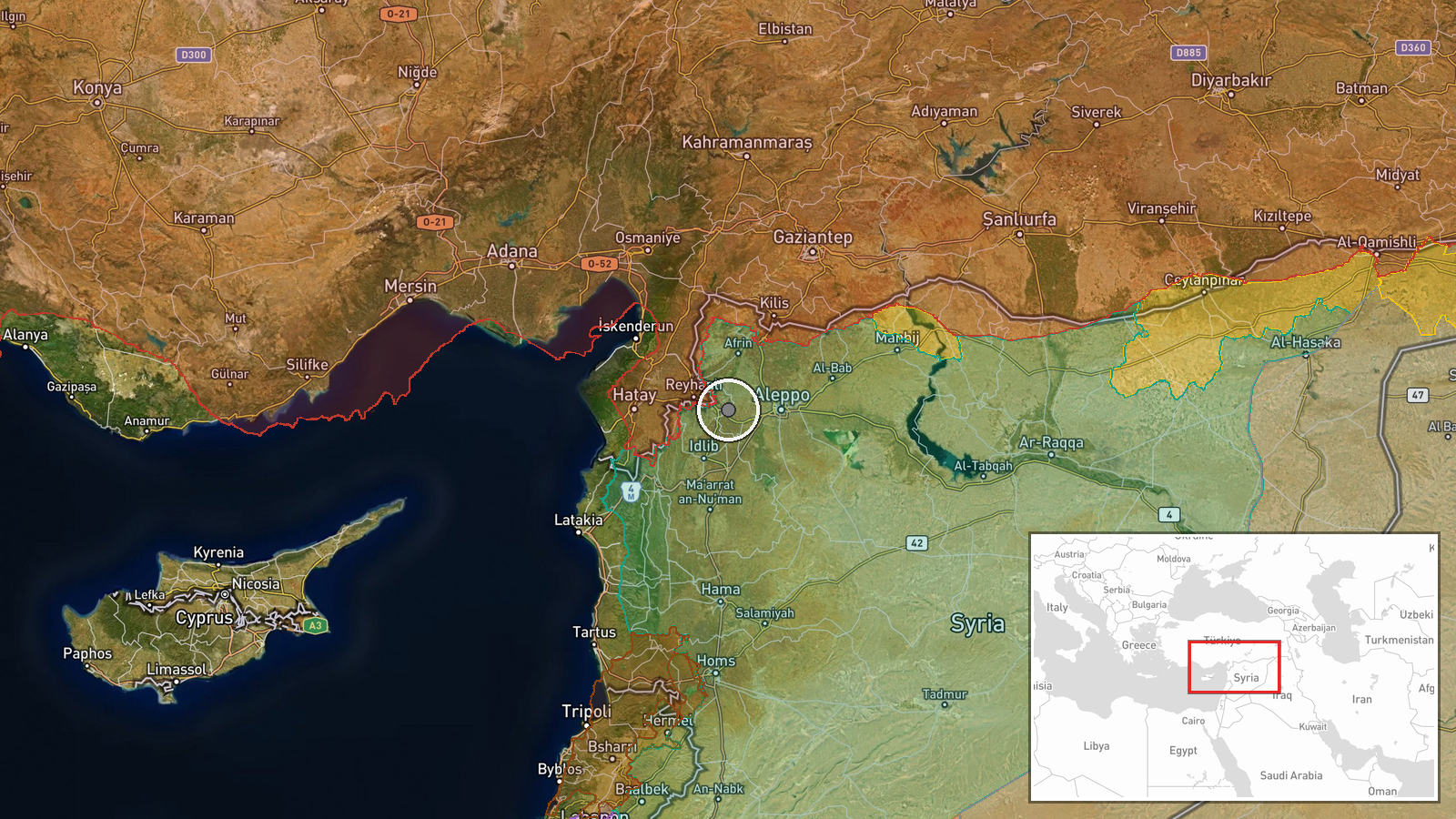 Aleppo and Idlib Countryside, Syria — Report location map