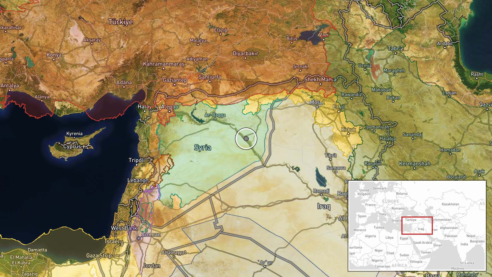 Jazrat Al-Bouhamid, Deir ez-Zor Countryside, Syria — IED location map