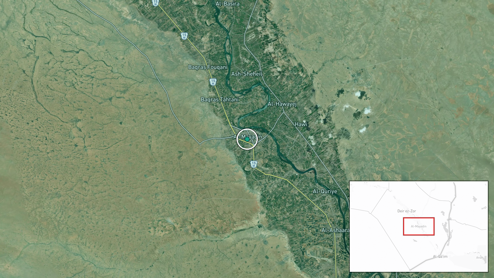 Al-Mayadin Bridge, Al-Mayadin, Deir ez-Zor — Humanitarian Aid location map
