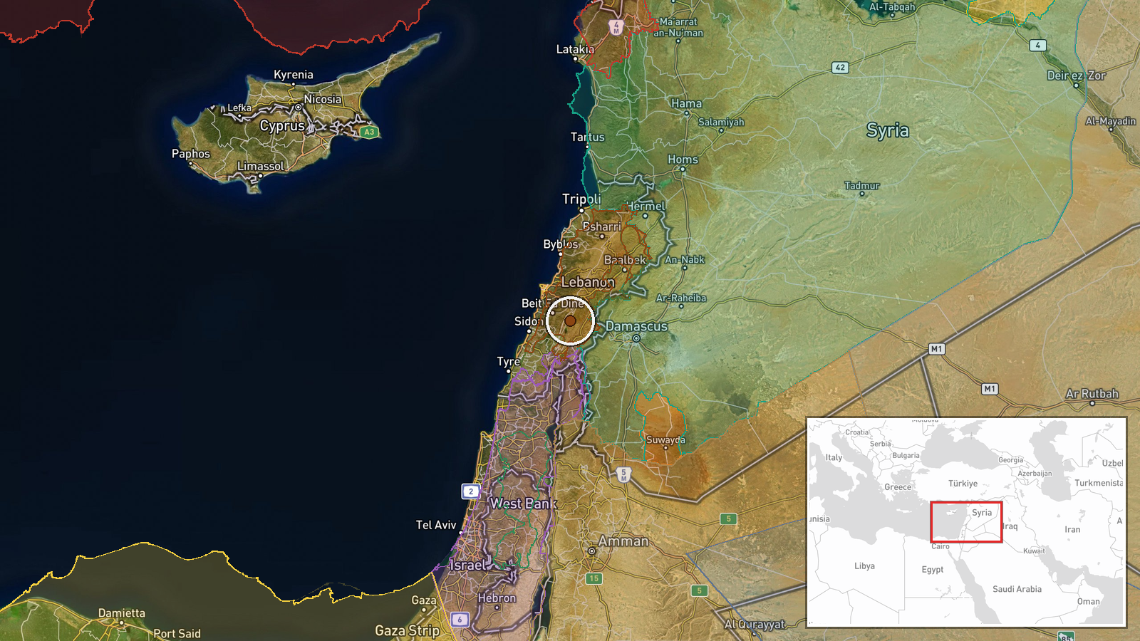 Syria-Lebanon Border, Bekaa Valley — Security location map