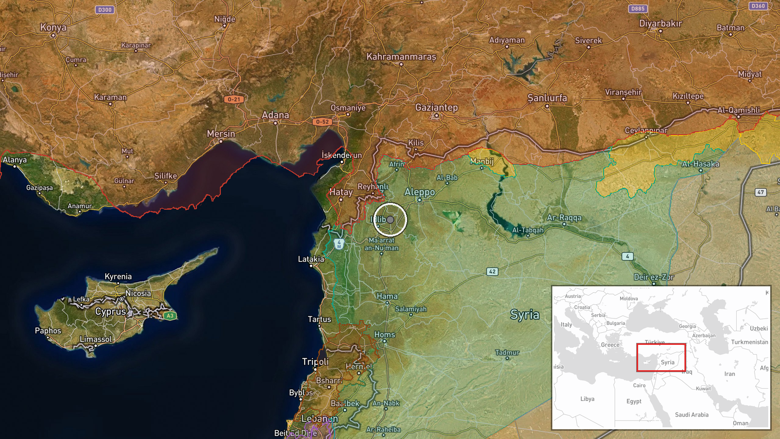 Taftanaz Military Airbase, Idlib, Syria — Explosion location map