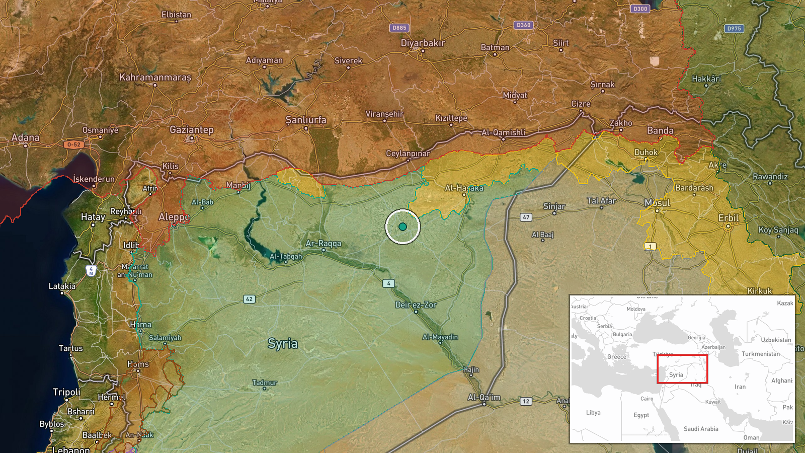 Ishlah area, Deir ez-Zor Governorate, Syria — Security location map