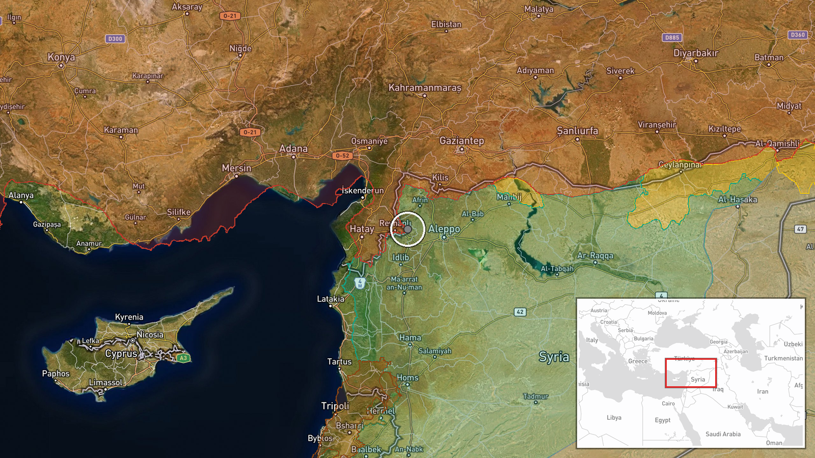 Displacement camps, Syria — Displacement location map