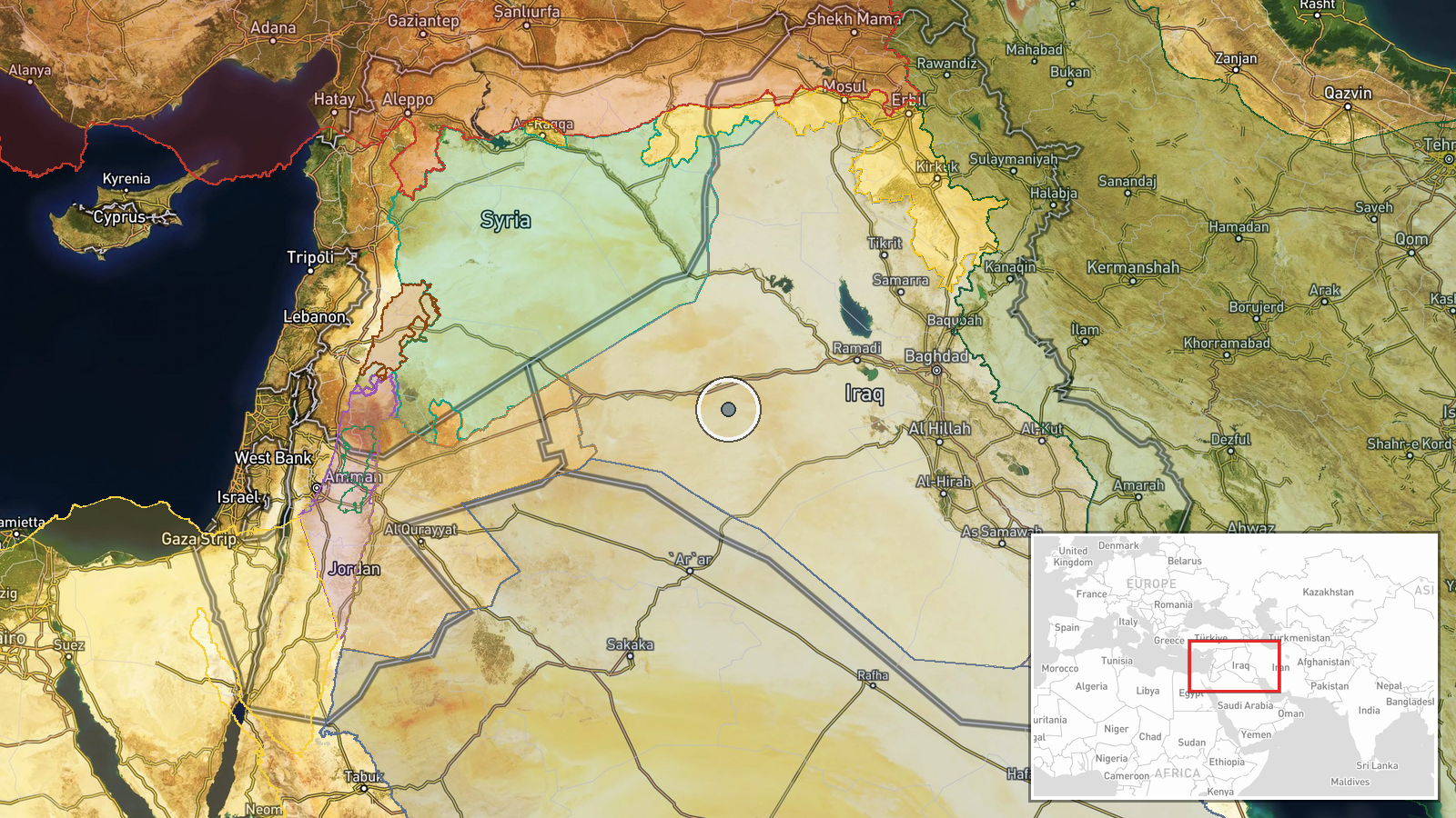 Rabia Border Crossing, Al-Anbar Governorate, Iraq — Security location map