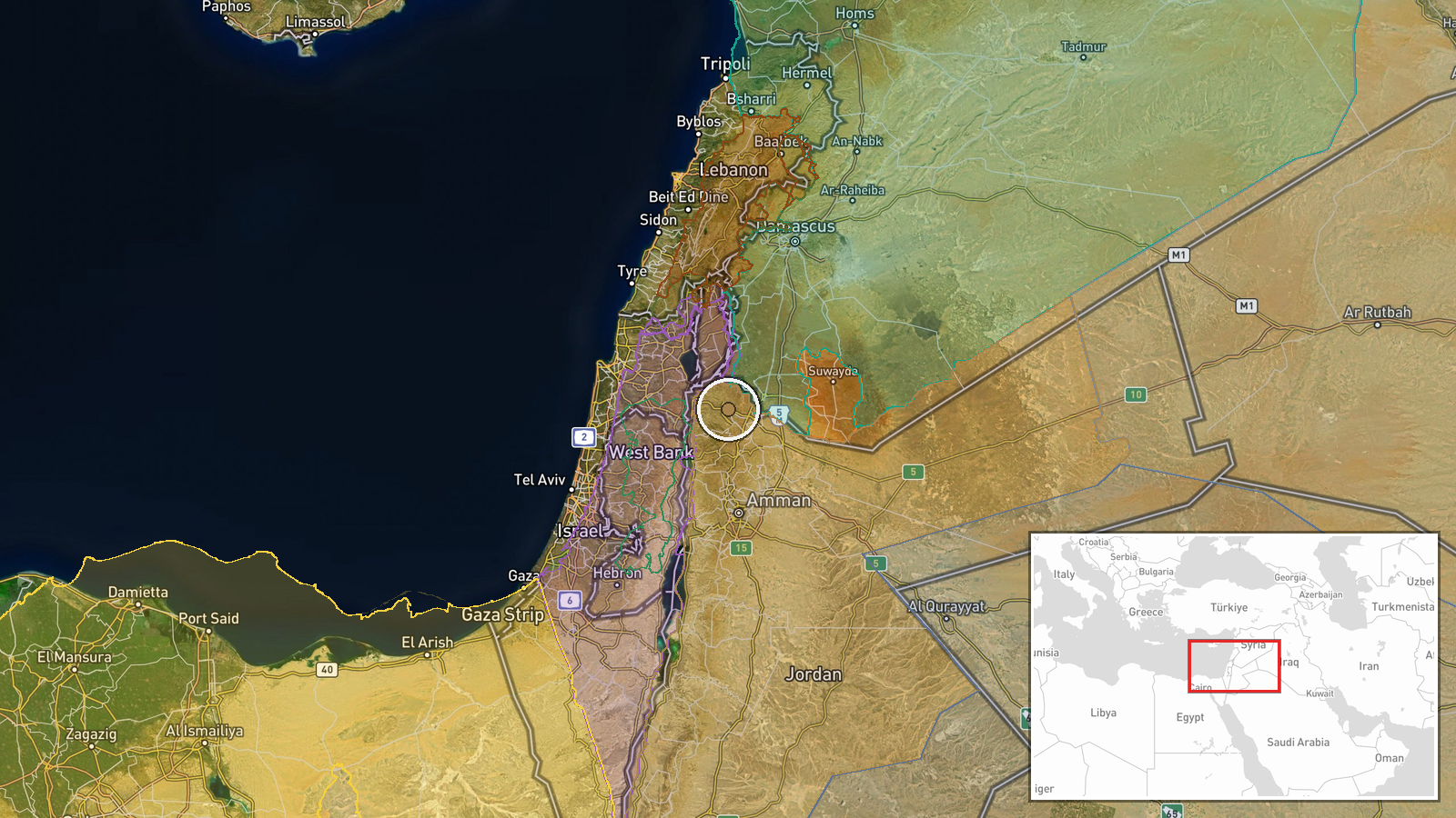 Jordan-Syria Border, Northern Jordan — Security location map