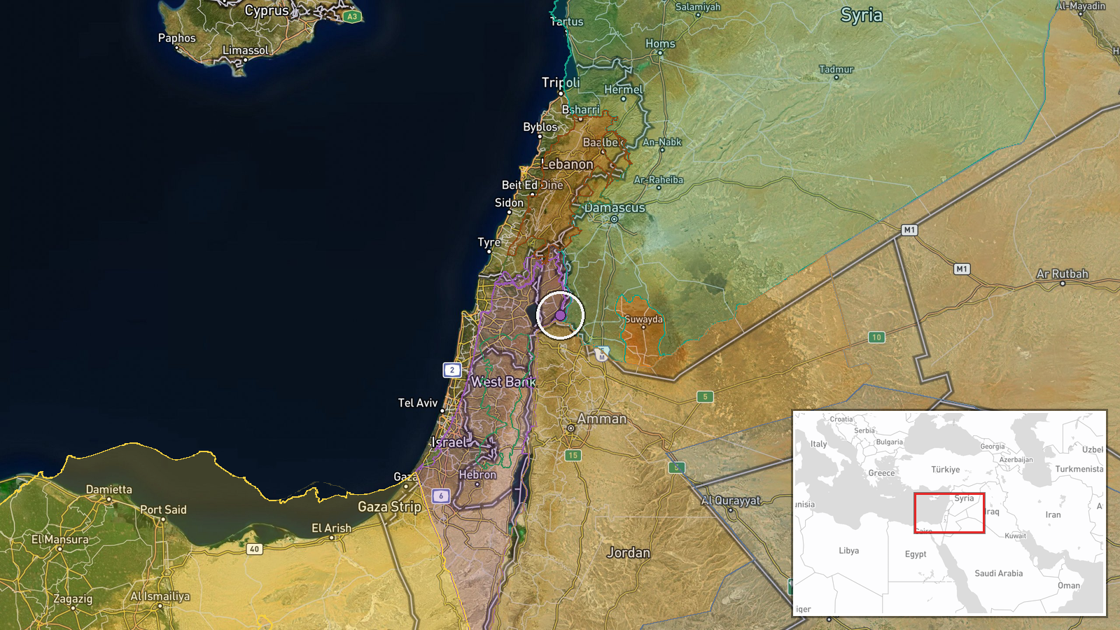 Wadi al-Raqad, Daraa Governorate, Syria — Security location map
