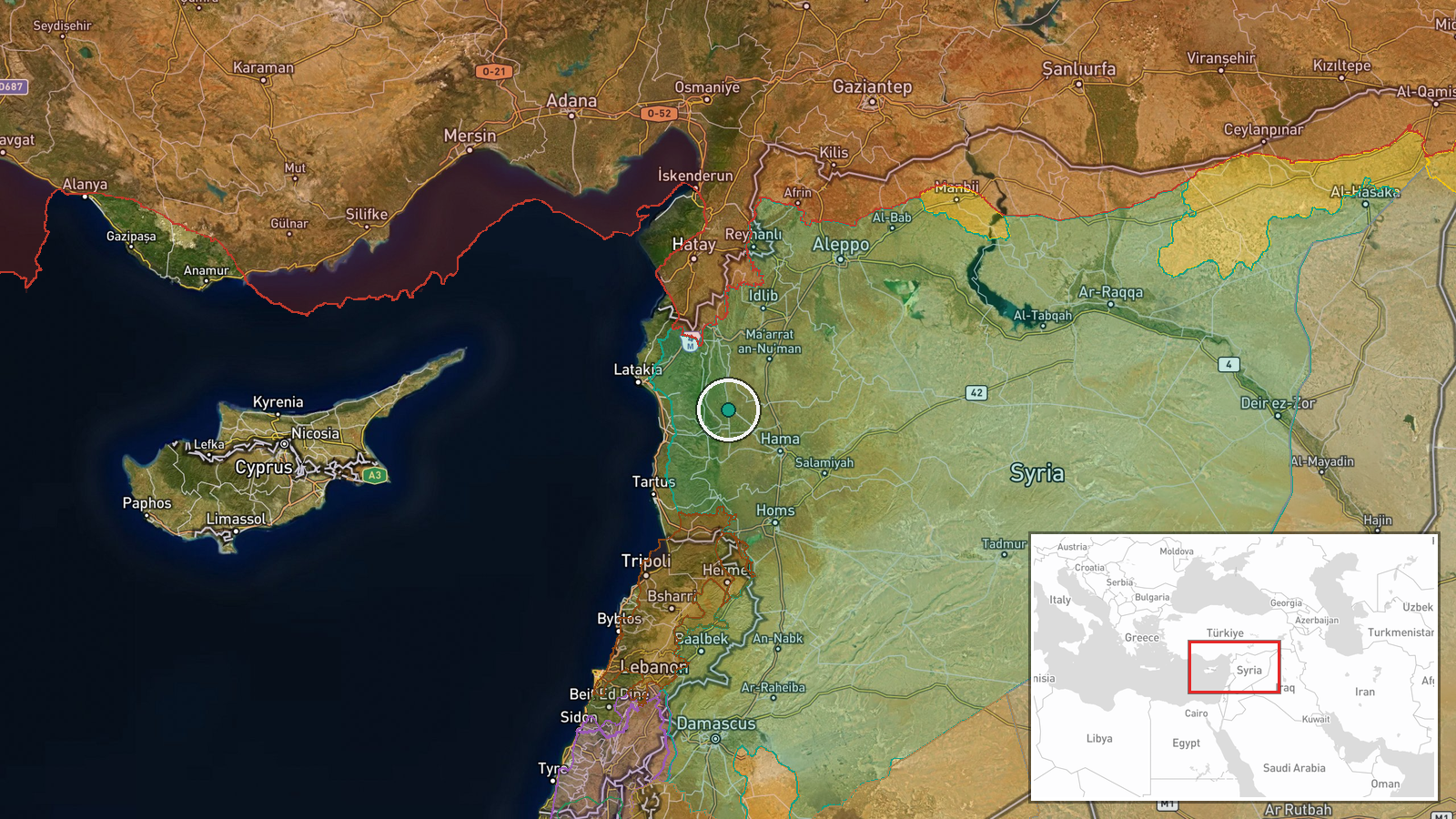 Al-Saqilabiyah, Hama Governorate, Syria — Security location map