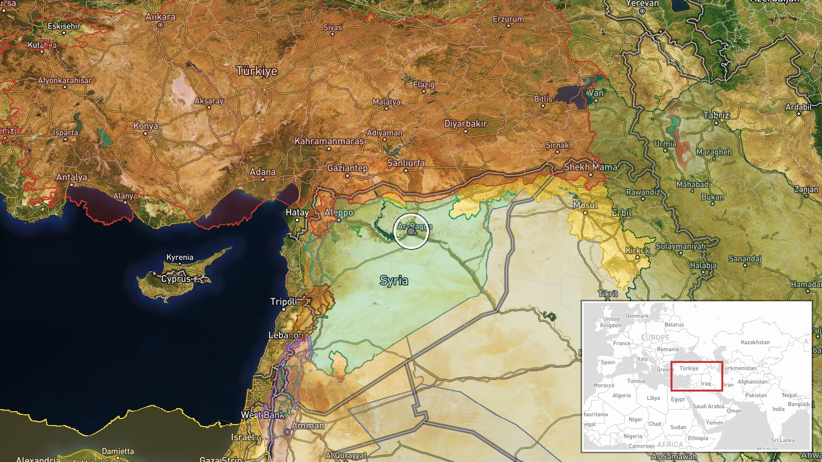 Damascus-Raqqa Highway, Raqqa Governorate, Syria — Report location map