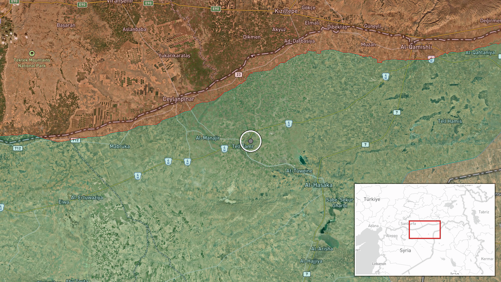 Ras al-Ain, Hasaka Governorate, Syria — Displacement location map