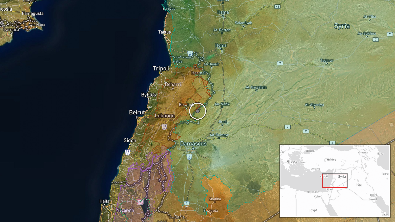 Judaydet Yabous Border Crossing, Rif Dimashq, Syria — Displacement location map